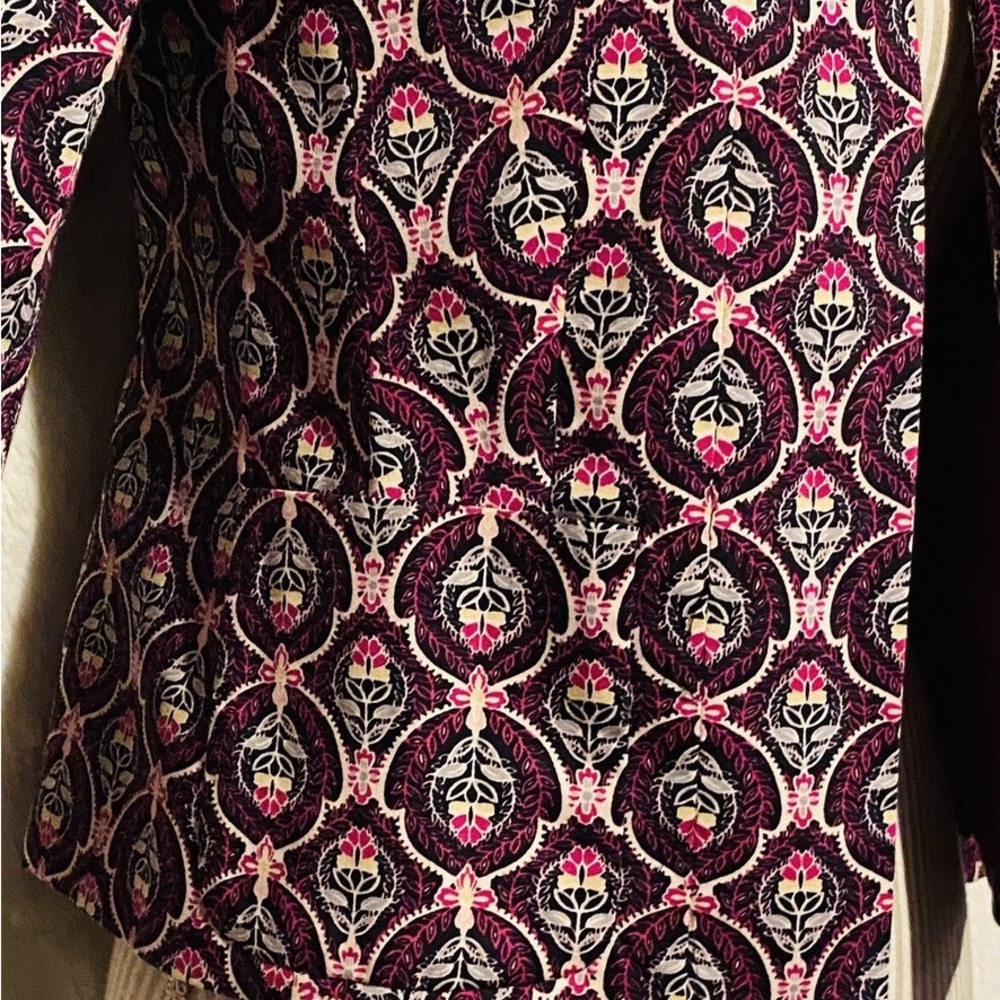 Pink and Black Floral Jaquard Patterned Blazer Jacket The Limited - Picture 4 of 9
